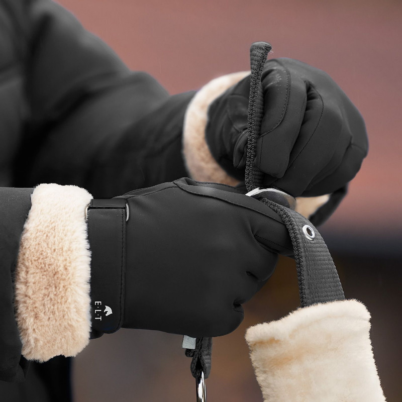 Gants équitation ELT St Moritz hiver noir - Le Paturon