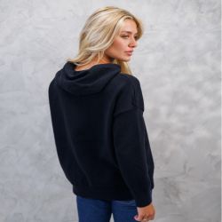 Sweat équitation femme Pretty Harcour à capuche noir brillant - Le Paturon