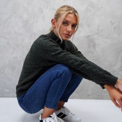 Pull équitation femme Swuni Harcour kaki - Le Paturon