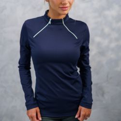 Polo équitation femme chaud Prelude Harcour marine - Le Paturon