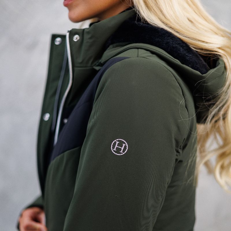 Parka longue équitation femme Java Harcour kaki - Le Paturon
