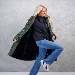 Parka longue équitation femme Java Harcour kaki - Le Paturon