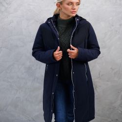 Parka longue équitation femme Java Harcour marine - Le Paturon