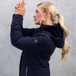 Parka longue équitation femme Java Harcour marine - Le Paturon