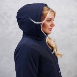 Parka longue équitation femme Java Harcour marine - Le Paturon