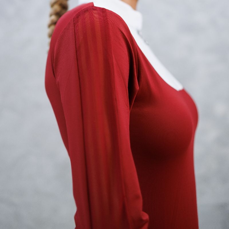 Polo équitation femme concours Coquette Harcour rouge rubis - Le Paturon
