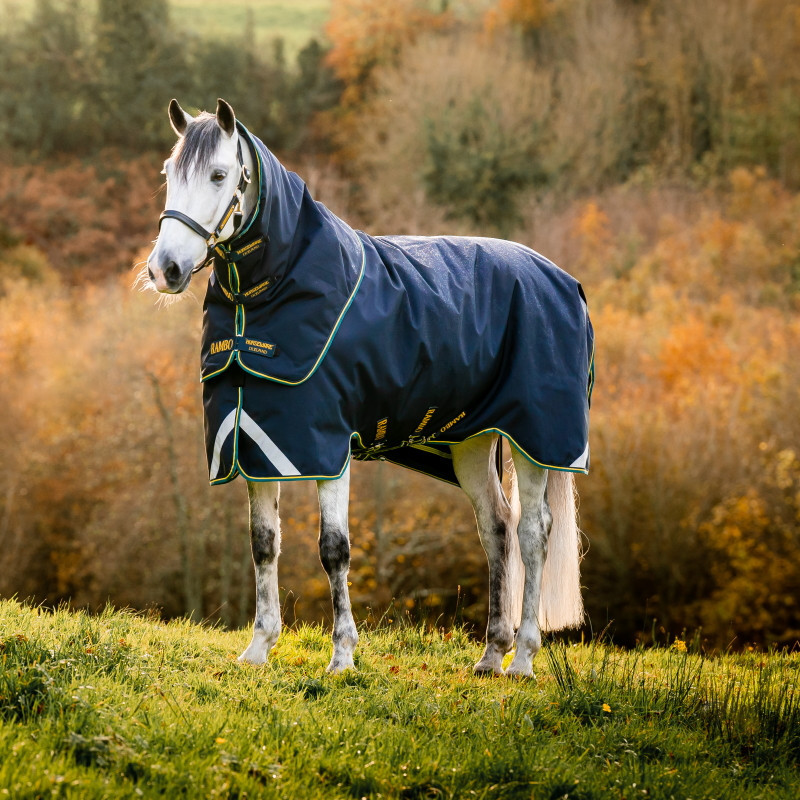Couverture cheval imperméable Rambo Duo Force 2 Horseware marine teal - Le Paturon