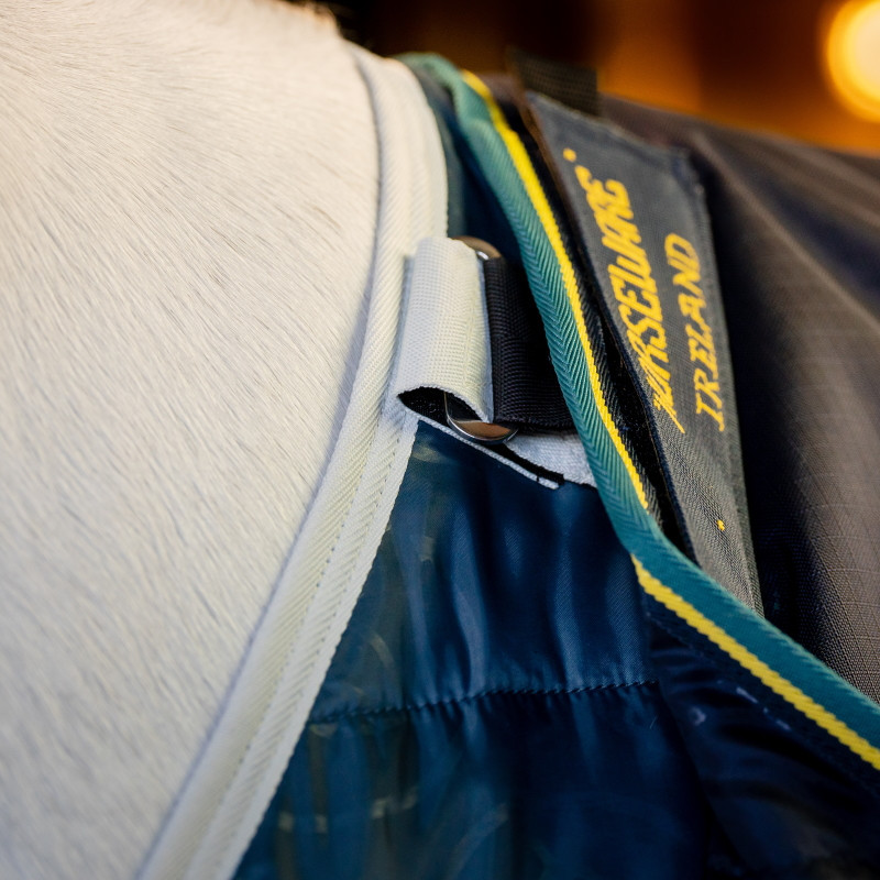 Couverture cheval imperméable Rambo Duo Force 2 Horseware marine teal - Le Paturon