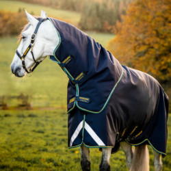 Couverture cheval imperméable Rambo Duo Force 2 Horseware marine teal - Le Paturon