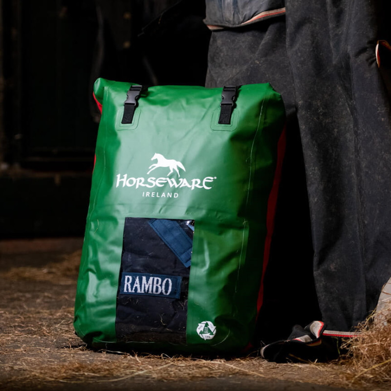 Couverture cheval imperméable Rambo Duo Force 2 Horseware marine teal - Le Paturon