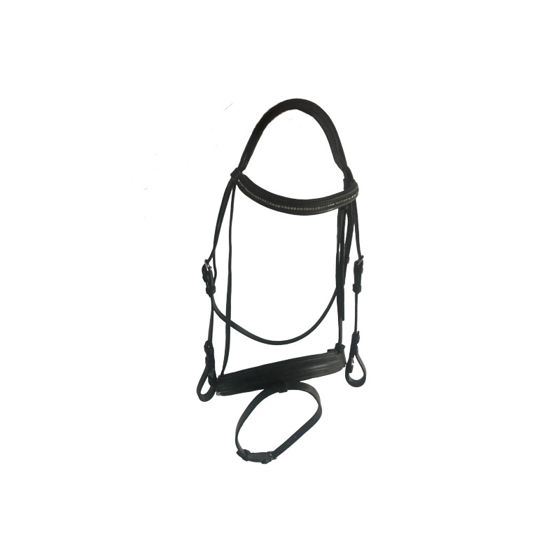 Bridon cheval cuir muserolle combinée Cavalhorse noir - Le Paturon