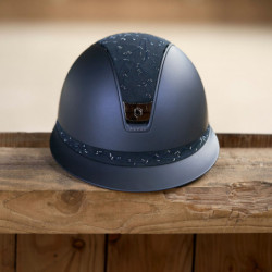 Casque équitation Miss Shield Shadowmatt 2.0 top et frontal Crystal Leaf Samshield marine - Le Paturon