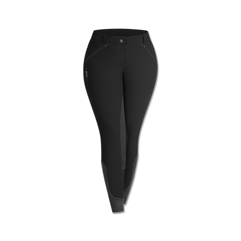 Pantalon équitation femme thermique Calla grande taille ELT noir asphalte - Le Paturon