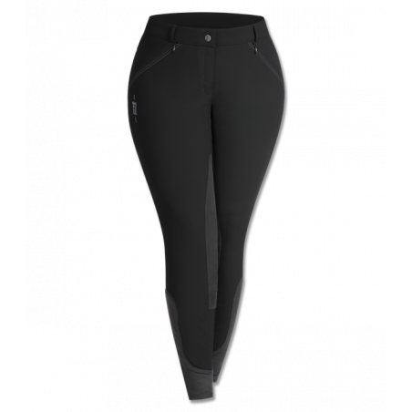Pantalon équitation femme thermique Calla grande taille ELT noir asphalte - Le Paturon