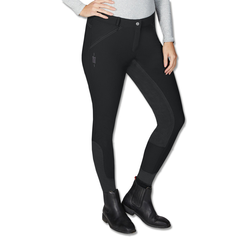 Pantalon équitation femme thermique Calla grande taille ELT noir asphalte - Le Paturon