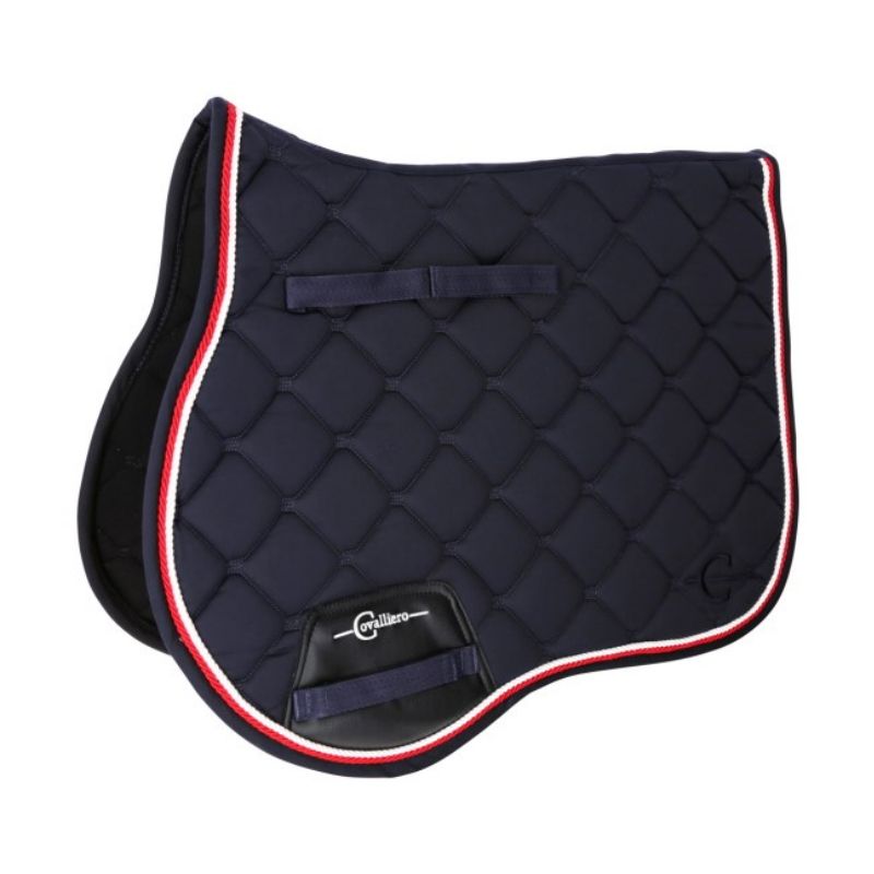 Tapis cheval Covalliero Salvina matelassé anatomique marine mixte - Le Paturon