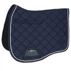 Tapis cheval Covalliero Salvina matelassé anatomique marine liseré blanc noir dressage - Le Paturon
