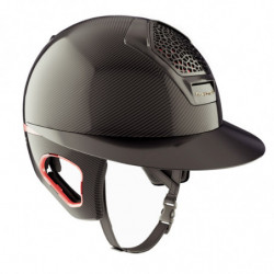 Casque équitation Voronoï carbone Custom Rose Gold Freejump avec protection temporale noir visière gloss large - Le Paturon