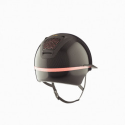 Casque équitation Voronoï carbone Custom Rose Gold Freejump sans protection temporale noir visière mat large - Le Paturon