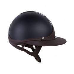 Casque Antarès Référence Eclipse équitation noir cuir marron sans logo - Le Paturon