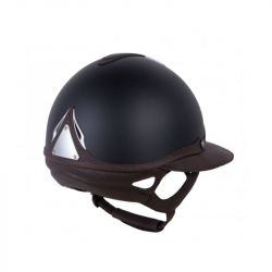 Casque Antarès Référence Eclipse équitation noir cuir marron sans logo - Le Paturon
