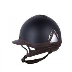 Casque Antarès Référence Eclipse équitation noir cuir marron sans logo - Le Paturon