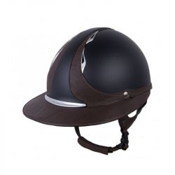 Casque Antarès Référence Eclipse équitation noir cuir marron sans logo - Le Paturon