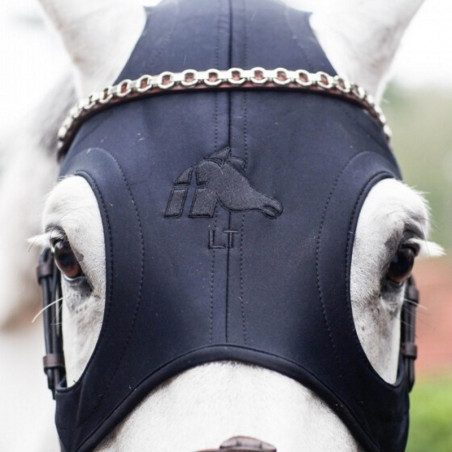 Masque stress cheval Technologie Titane Liquide sans oreilles fermeture velcro Fenwick noir - Le Paturon