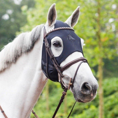 Masque stress cheval Technologie Titane Liquide sans oreilles fermeture velcro Fenwick noir - Le Paturon