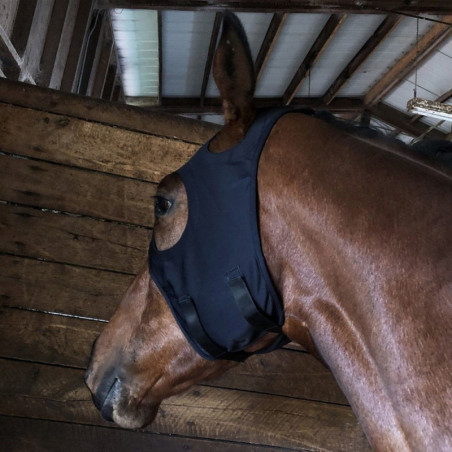 Masque stress cheval Technologie Titane Liquide sans oreilles fermeture velcro Fenwick noir - Le Paturon