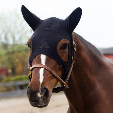 Masque stress cheval Technologie Titane Liquide avec oreilles fermeture velcro Fenwick noir - Le Paturon