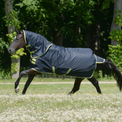 Couverture imperméable cheval 200g Oasis Bucas avec couvre-cou gris foncé - Le Paturon