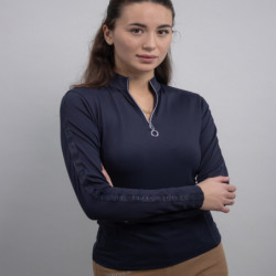 Polo équitation femme technique Poris Harcour manches longues marine - Le Paturon