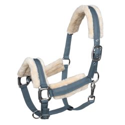 Licol cheval Pegasus Waldhausen doublé mouton bleu craie - Le Paturon