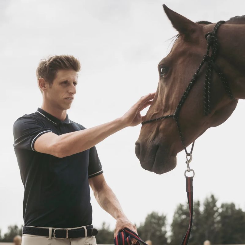 Polo équitation homme Atlas 24 Horse Pilot bleu graphite - Le Paturon