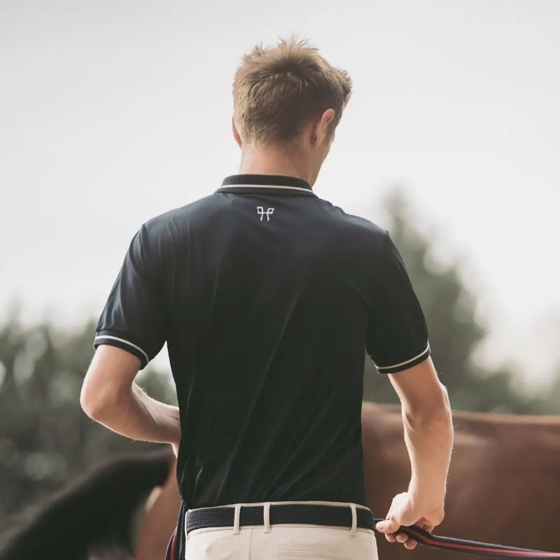 Polo équitation homme Atlas 24 Horse Pilot bleu graphite - Le Paturon