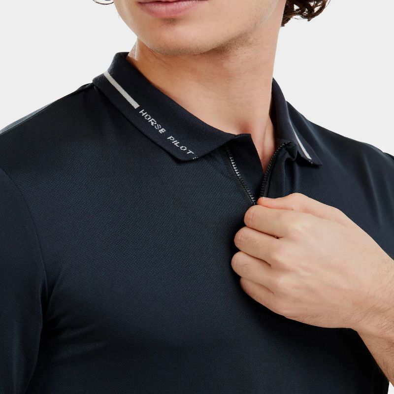 Polo équitation homme Atlas 24 Horse Pilot bleu graphite - Le Paturon