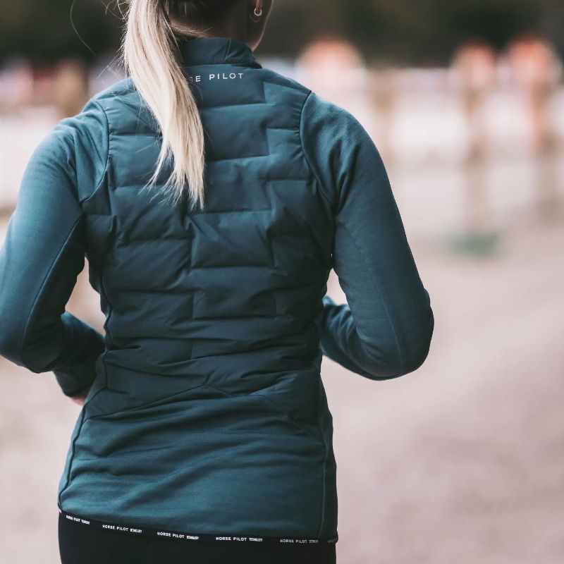 Veste équitation femme Storm Horse Pilot bi-matière vert lichen - Le Paturon