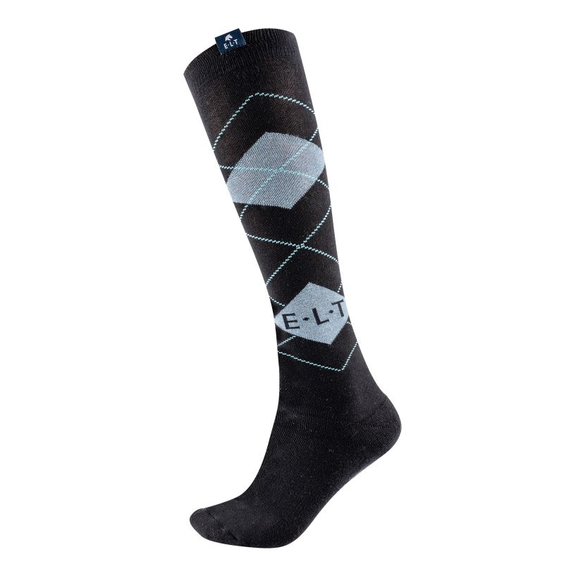 Chaussettes équitation Karo ELT noir bleu craie - Le Paturon