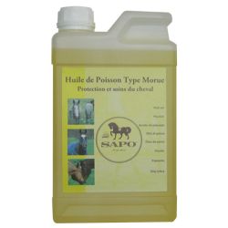Huile de poisson type morue Sapo - Vitamine cheval 1L - Le Paturon