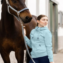 Sweat équitation femme zippé Nottingham ELT bleu aigue marine - Le Paturon