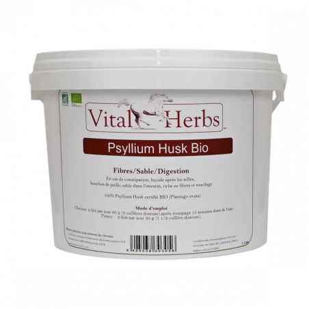 Psyllium Husk Biologique Vital Herbs - Colique de sable cheval chien et chat - Le Paturon