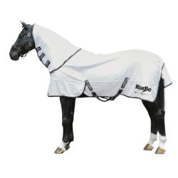 Couverture anti-mouche cheval RugBe Stable Pro avec couvre-cou blanc - Le Paturon