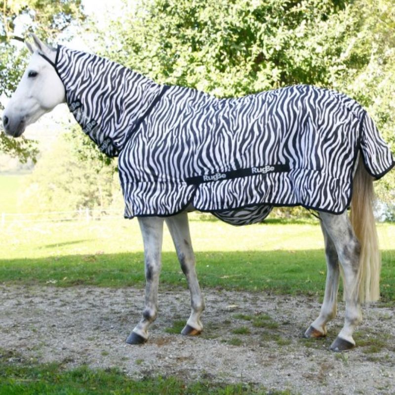 Couverture anti-mouche cheval RugBe Stable Pro avec couvre-cou zebra - Le Paturon