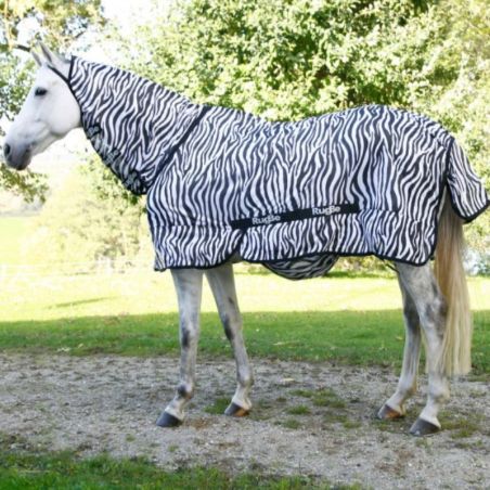 Couverture anti-mouche cheval RugBe Stable Pro avec couvre-cou zebra - Le Paturon