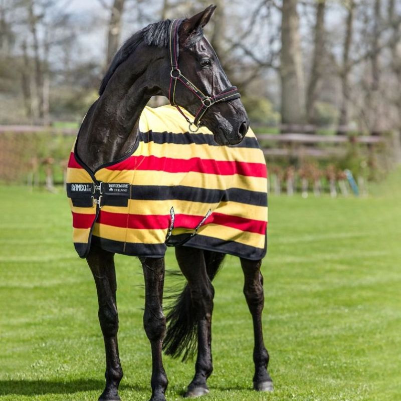 Chemise polaire cheval Rambo Deluxe Horseware rayures jaunes - Le Paturon