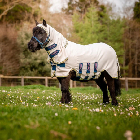 Chemise anti-mouche poney anti-UV shetland Amigo Petite Hoody Horseware craie marine rose - Le Paturon