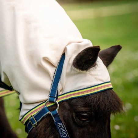 Chemise anti-mouche poney anti-UV shetland Amigo Petite Hoody Horseware craie marine rose - Le Paturon