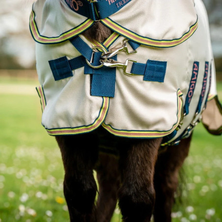 Chemise anti-mouche poney anti-UV shetland Amigo Petite Hoody Horseware craie marine rose - Le Paturon