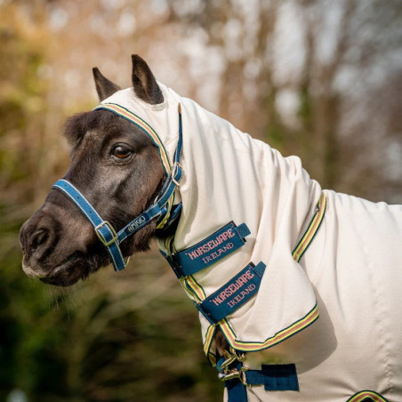 Chemise anti-mouche poney anti-UV shetland Amigo Petite Hoody Horseware craie marine rose - Le Paturon
